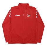 HUMMEL Mens Red Zip Jacket L Polyester Blend Plain Sportswear Training Track Top