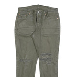 LEVI'S 501CT Womens Jeans Green Classic Straight Denim Rinse W32 L28 Distressed
