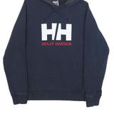 HELLY HANSEN Mens Navy Blue Hoodie XS Cotton Blend Pullover Hooded Sweatshirt