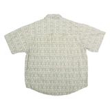 CROSSINGS Mens Green & Cream Pattern Cotton Shirt L Short Sleeve Button Collar