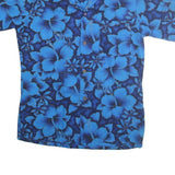 CALIFORNIA Mens Blue Hawaiian Shirt S Cotton Floral Pattern Summer Beachwear