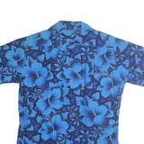 CALIFORNIA Mens Blue Hawaiian Shirt S Cotton Floral Pattern Summer Beachwear