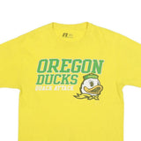 RUSSELL ATHLETIC Mens Yellow Oregon Ducks Graphic T-Shirt M Short Sleeve Crew