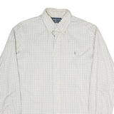 RALPH LAUREN Mens White & Black Checked Cotton Blend Shirt L Classic Fit
