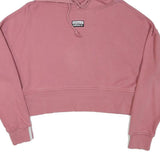 ADIDAS Womens Pink Cotton Blend Cropped Hoodie UK 14 Casual Sportswear