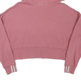 ADIDAS Womens Pink Cotton Blend Cropped Hoodie UK 14 Casual Sportswear