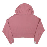 ADIDAS Womens Pink Cotton Blend Cropped Hoodie UK 14 Casual Sportswear