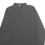 POLO RALPH LAUREN Mens Grey Long Sleeve Plain M Cotton Polo Shirt Classic Fit