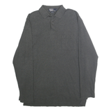 POLO RALPH LAUREN Mens Grey Long Sleeve Plain M Cotton Polo Shirt Classic Fit