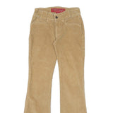 GUESS Womens Cotton Blend Beige Regular Flared Trousers W26 L31 Stretch Comfort