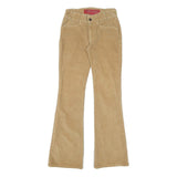 GUESS Womens Cotton Blend Beige Regular Flared Trousers W26 L31 Stretch Comfort