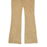 GUESS Womens Cotton Blend Beige Regular Flared Trousers W26 L31 Stretch Comfort