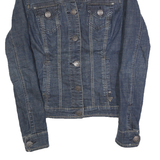 GUESS Womens Blue Denim Jacket M Cotton Button Plain Classic Fitted