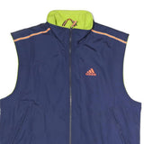 ADIDAS Mens Blue & Neon Green Sleeveless Track Jacket S Polyester Blend Zip