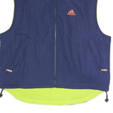ADIDAS Mens Blue & Neon Green Sleeveless Track Jacket S Polyester Blend Zip