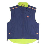 ADIDAS Mens Blue & Neon Green Sleeveless Track Jacket S Polyester Blend Zip