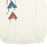 JERZEES Womens White & Multicolour Geometric Pullover Sweatshirt XL Collar