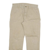 CARHARTT Mens Cotton Blend Beige Relaxed Straight Trousers W36 L32 Workwear Zip