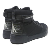 CALVIN KLEIN JEANS Womens Lace-Up High Top Trainers Black Leather UK 5 Stylish