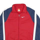 NIKE Mens Red & Navy Track Jacket S Polyester Zip Plain Sportswear Casual