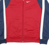NIKE Mens Red & Navy Track Jacket S Polyester Zip Plain Sportswear Casual