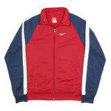 NIKE Mens Red & Navy Track Jacket S Polyester Zip Plain Sportswear Casual