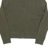 LAUREN RALPH LAUREN Womens Green Brown Patch Patterned Full Zip Crew Neck Cotton