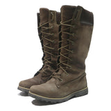 TIMBERLAND Girls Lace-Up Leather Boots Brown UK 4 Durable Outdoor Footwear