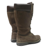TIMBERLAND Girls Lace-Up Leather Boots Brown UK 4 Durable Outdoor Footwear