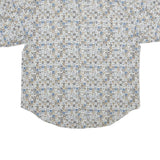 BUGLE BOY Mens Blue & Beige Pattern Cotton Shirt 2XL Short Sleeve Casual