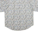 BUGLE BOY Mens Blue & Beige Pattern Cotton Shirt 2XL Short Sleeve Casual