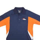 NFL Mens Blue & Orange Polo Shirt M Short Sleeve Collared Denver Broncos Logo