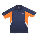 NFL Mens Blue & Orange Polo Shirt M Short Sleeve Collared Denver Broncos Logo