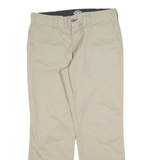 DICKIES Mens Cotton Blend Beige Regular Straight Trousers W33 L30 Classic