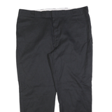 DICKIES Mens Cotton Blend Black Regular Straight Trousers W42 L32 Workwear Zip