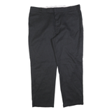 DICKIES Mens Cotton Blend Black Regular Straight Trousers W42 L32 Workwear Zip