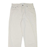 CALVIN KLEIN Womens Cotton Blend Cream Relaxed Straight Trousers W30 L31 Casual