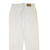 CALVIN KLEIN Womens Cotton Blend Cream Relaxed Straight Trousers W30 L31 Casual