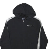 CHAMPION Boys Black & White Zip Hoodie 2XL Cotton Blend Logo Tape