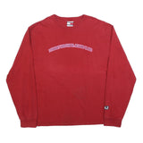 TOMMY JEANS Mens Red Graphic T-Shirt XL Long Sleeve Crew Neck Classic Fit