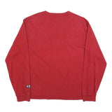 TOMMY JEANS Mens Red Graphic T-Shirt XL Long Sleeve Crew Neck Classic Fit
