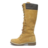 TIMBERLAND Tall Women's Lace-Up Leather Boots Beige & Brown UK 4 Winter