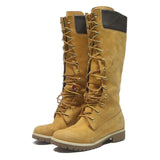 TIMBERLAND Tall Women's Lace-Up Leather Boots Beige & Brown UK 4 Winter