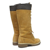 TIMBERLAND Tall Women's Lace-Up Leather Boots Beige & Brown UK 4 Winter