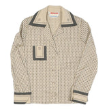 Womens Beige Anchor Print Shirt Long Sleeve Collared Cotton Blend S Nautical