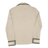 Womens Beige Anchor Print Shirt Long Sleeve Collared Cotton Blend S Nautical