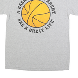 GILDAN Mens Grey Basketball Mom Graphic T-Shirt M Short Sleeve Crew Neck Sport