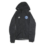 ADIDAS Mens Black Performance Jacket XL Polyester Plain Football Club Logo Zip