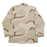 ADVANTAGE WEAR Mens Beige & Brown Military Jacket L Cotton Blend Button Plain