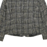 CHRISTOPHER & BANKS Womens Black & White Wool Blend Blazer Jacket M Tweed Button